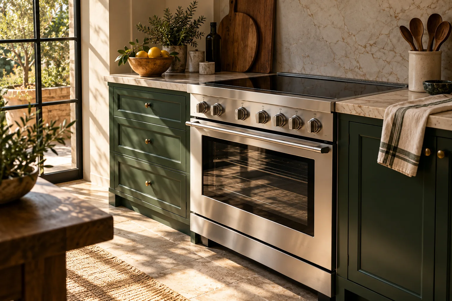Forno e piano cottura integri in una cucina italiana